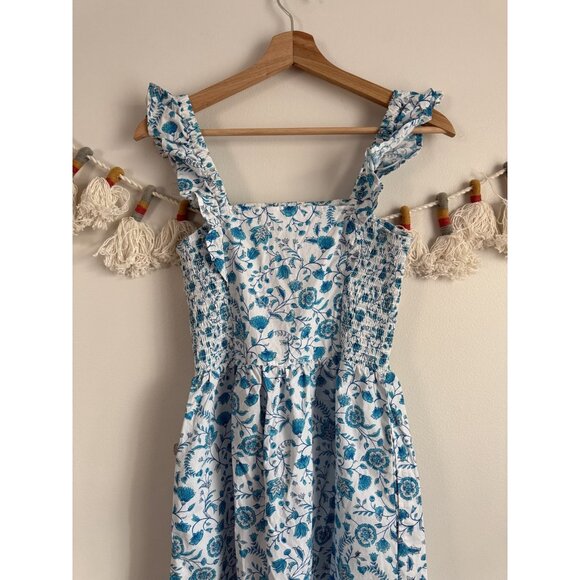 Draper James Blue Floral Ruffle Strap Midi Dress Coquette Shabby Chic FeminineXS - Picture 6 of 8